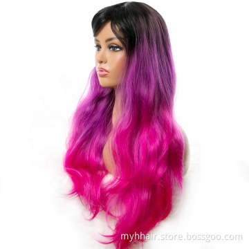Long Wavy Wigs for Black Women African American Synthetic Hair african american headband purple ombre hair wig